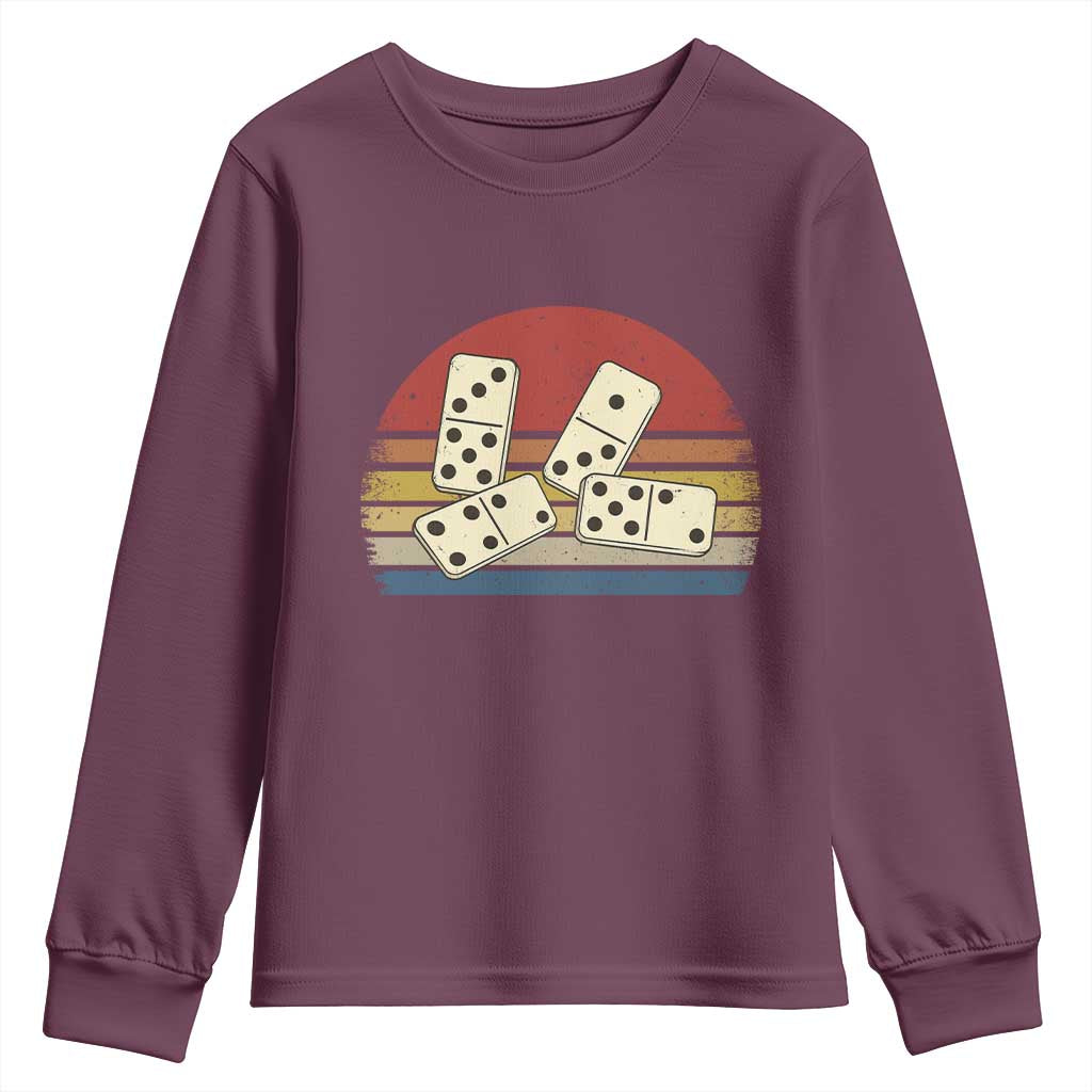 Vintage Domino Player 8647 Youth Sweatshirt Board Game Subtle Protest TS12 Maroon Print Your Wear