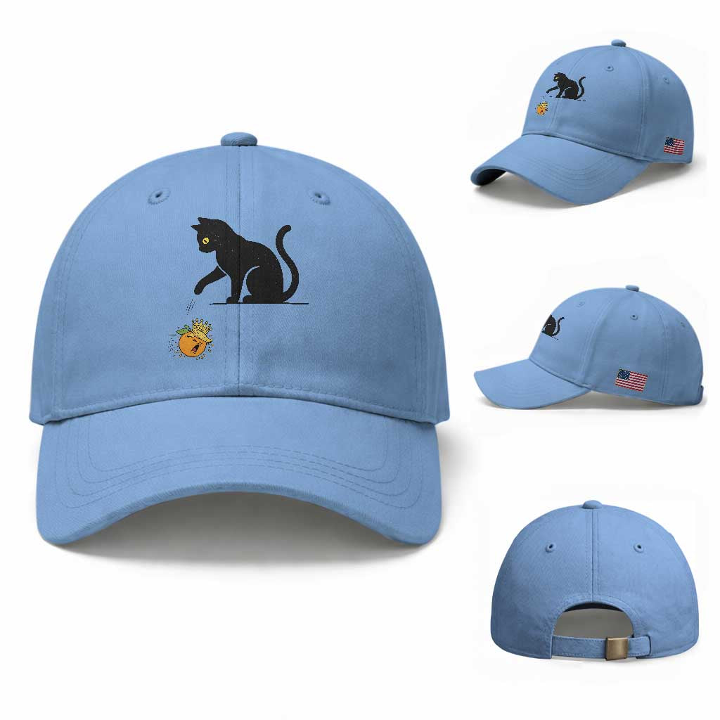 Funny No Kings Black Cat Baseball Cap Rebellious Cat Lover Gift TS12 Baseball Cap Universal Fit Light Blue Print Your Wear