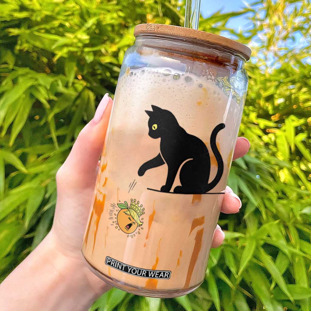 Funny No Kings Black Cat Glass Can Rebellious Cat Lover Gift TS12 White Print Your Wear
