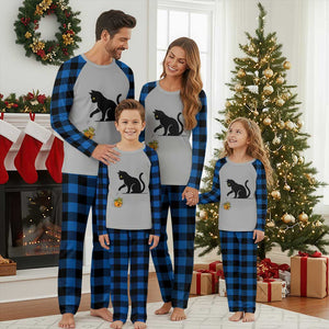 Funny No Kings Black Cat Plaid Pajama Set Rebellious Cat Lover Gift TS12 Blue Plaid Print Your Wear