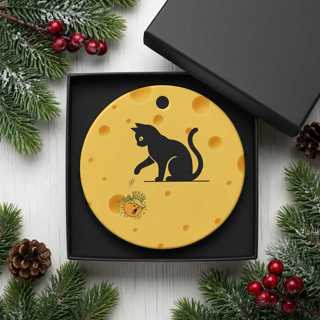 Funny No Kings Black Cat Ceramic Ornament Rebellious Cat Lover Gift TS12 1pc Yellow Cheese Print Your Wear