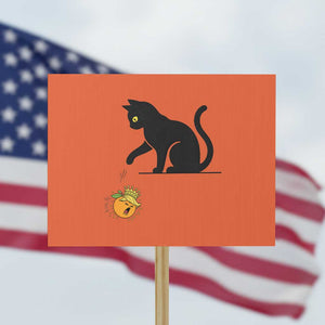 Funny No Kings Black Cat Protest Sign Rebellious Cat Lover Gift TS12 Horizontal 18" × 24" Orange Print Your Wear
