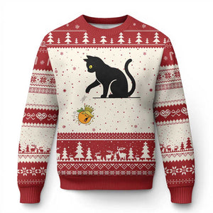 Funny No Kings Black Cat Ugly Christmas Sweater Rebellious Cat Lover Gift TS12 Beige Red Print Your Wear