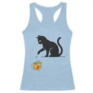 Funny No Kings Black Cat Racerback Tank Top Rebellious Cat Lover Gift TS12 Light Blue Print Your Wear