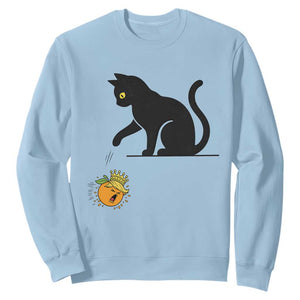Funny No Kings Black Cat Sweatshirt Rebellious Cat Lover Gift TS12 Light Blue Print Your Wear