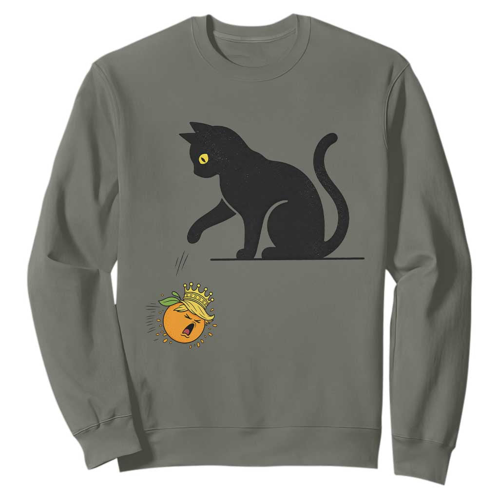 Funny No Kings Black Cat Sweatshirt Rebellious Cat Lover Gift TS12 Military Green Print Your Wear