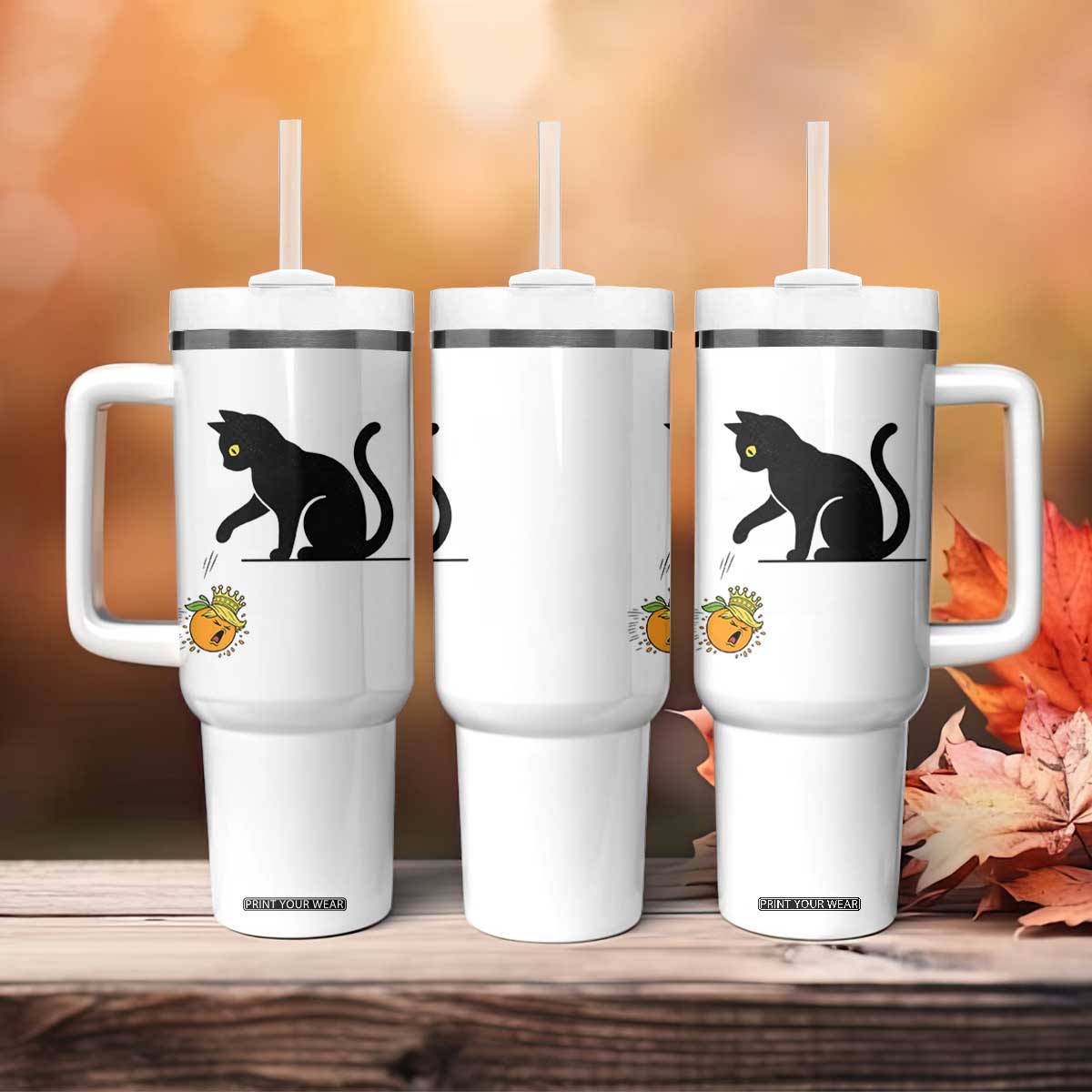 Funny No Kings Black Cat Tumbler With Handle Rebellious Cat Lover Gift TS12 Print Your Wear