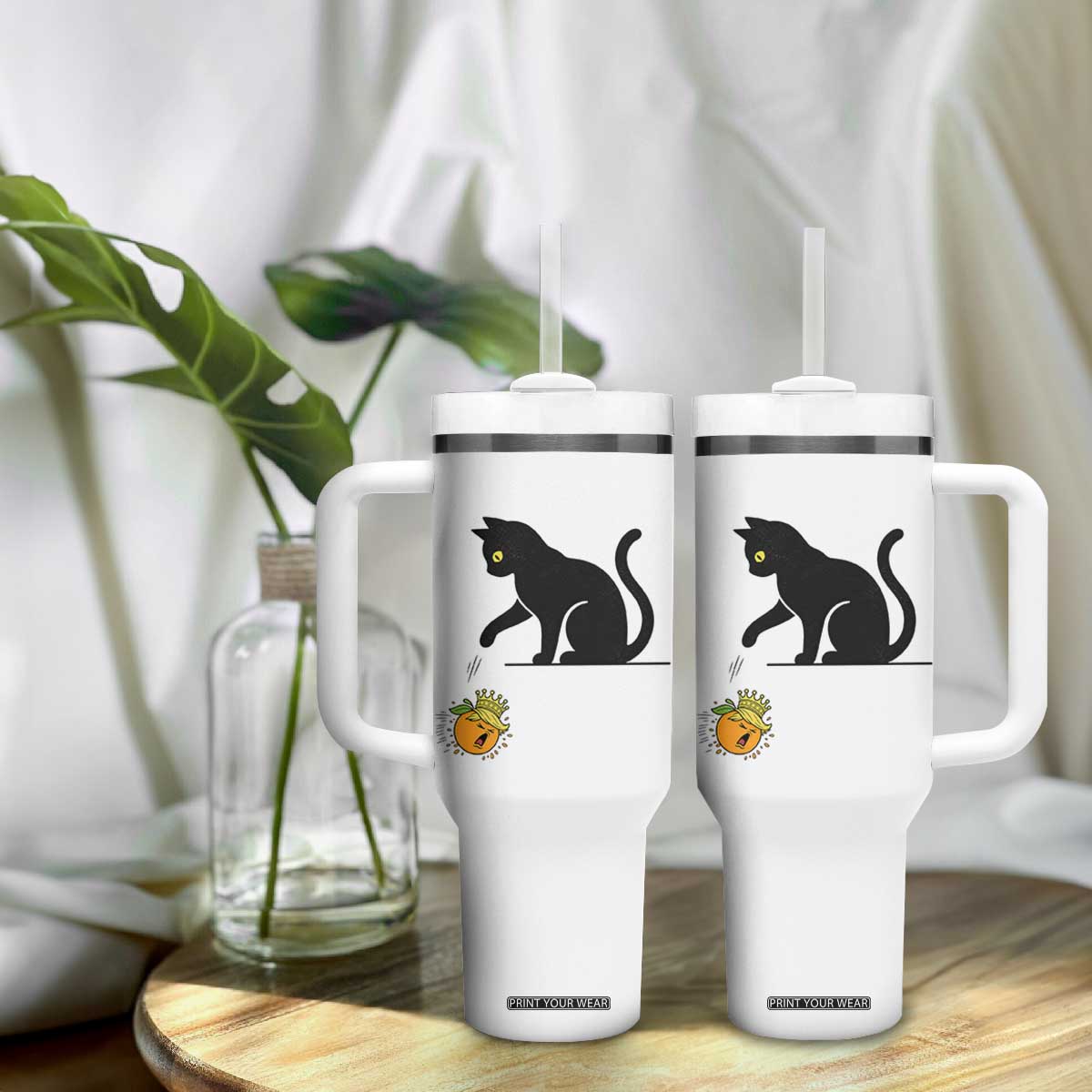 Funny No Kings Black Cat Tumbler With Handle Rebellious Cat Lover Gift TS12 Print Your Wear