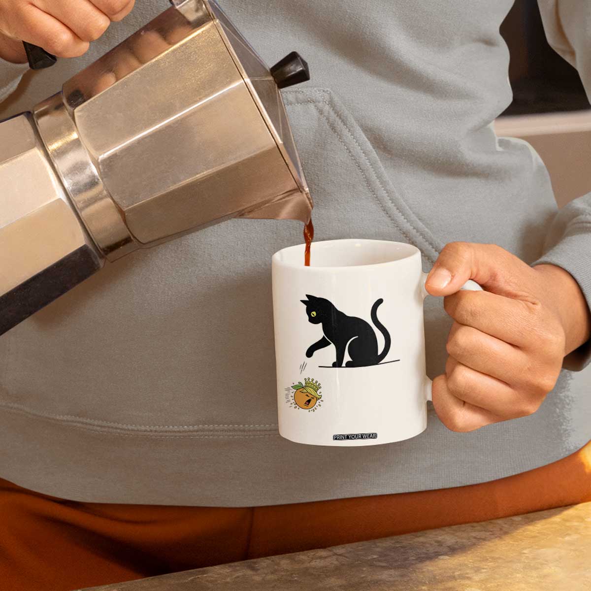 Funny No Kings Black Cat Coffee Mug Rebellious Cat Lover Gift TS12 Print Your Wear