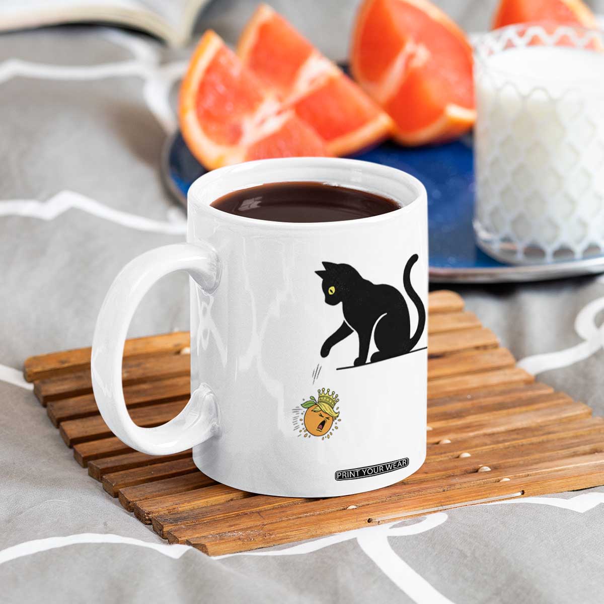 Funny No Kings Black Cat Coffee Mug Rebellious Cat Lover Gift TS12 Print Your Wear