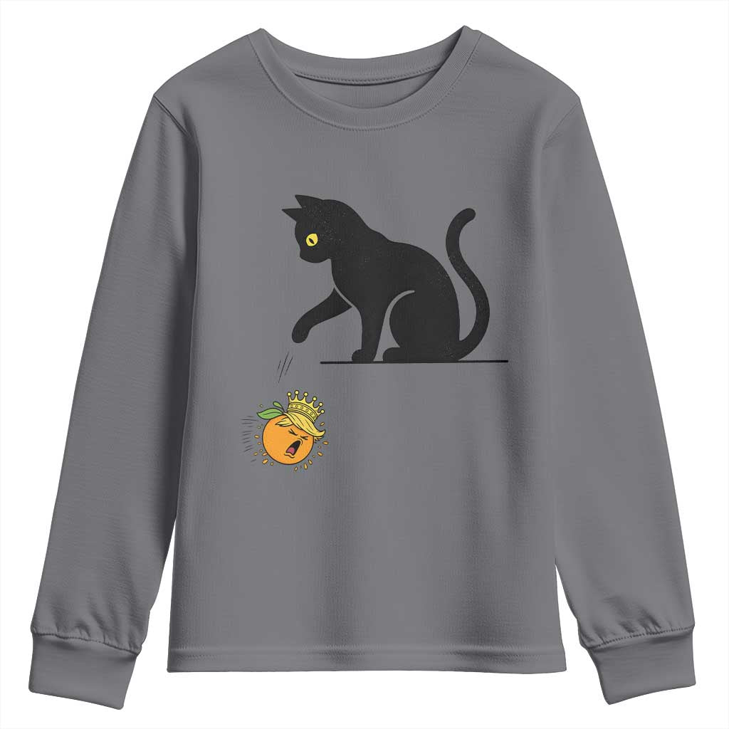 Funny No Kings Black Cat Youth Sweatshirt Rebellious Cat Lover Gift TS12 Charcoal Print Your Wear