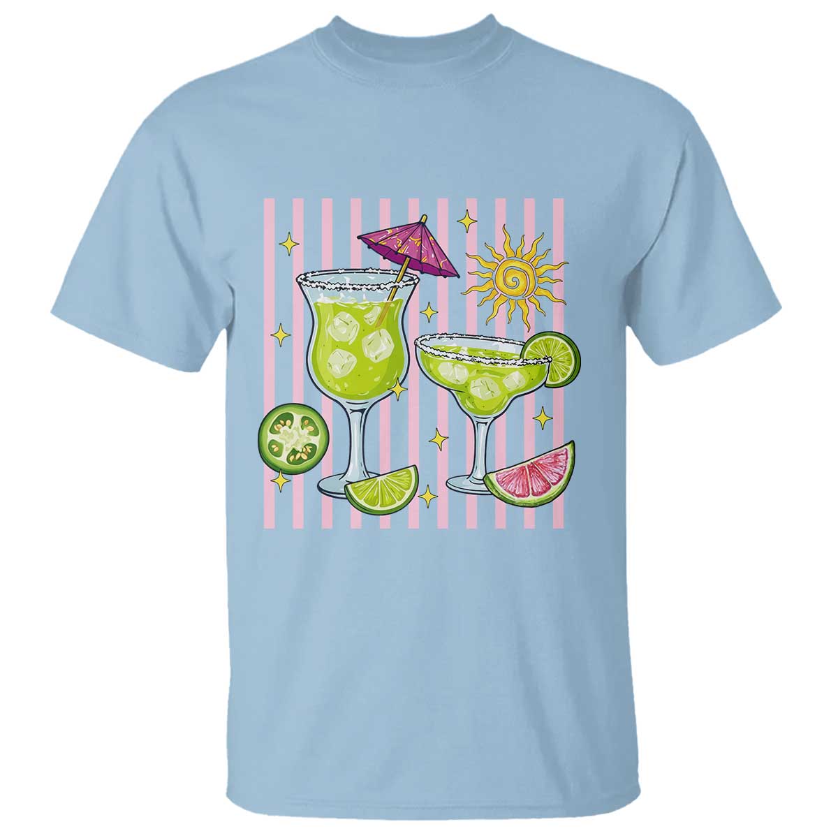 Tropical Margarita Summer T Shirt Beach Vacation Graphic TS12 Light Blue Print Your Wear