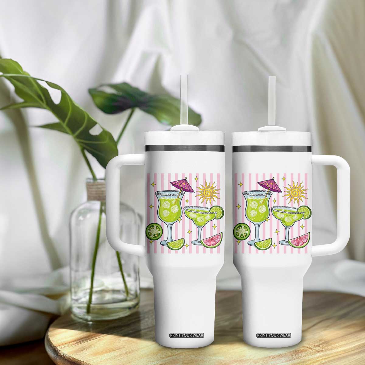 Tropical Margarita Summer Tumbler With Handle Beach Vacation Graphic TS12 Print Your Wear