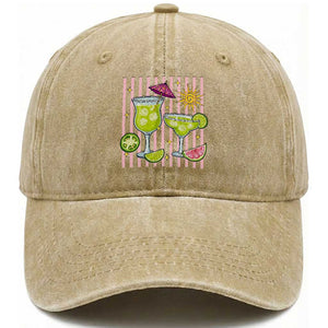 Tropical Margarita Summer Washed Cotton Baseball Cap Beach Vacation Graphic TS12 Print Your Wear