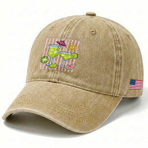 Tropical Margarita Summer Washed Cotton Baseball Cap Beach Vacation Graphic TS12 Print Your Wear