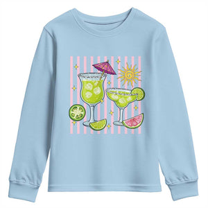 Tropical Margarita Summer Youth Sweatshirt Beach Vacation Graphic TS12 Light Blue Print Your Wear