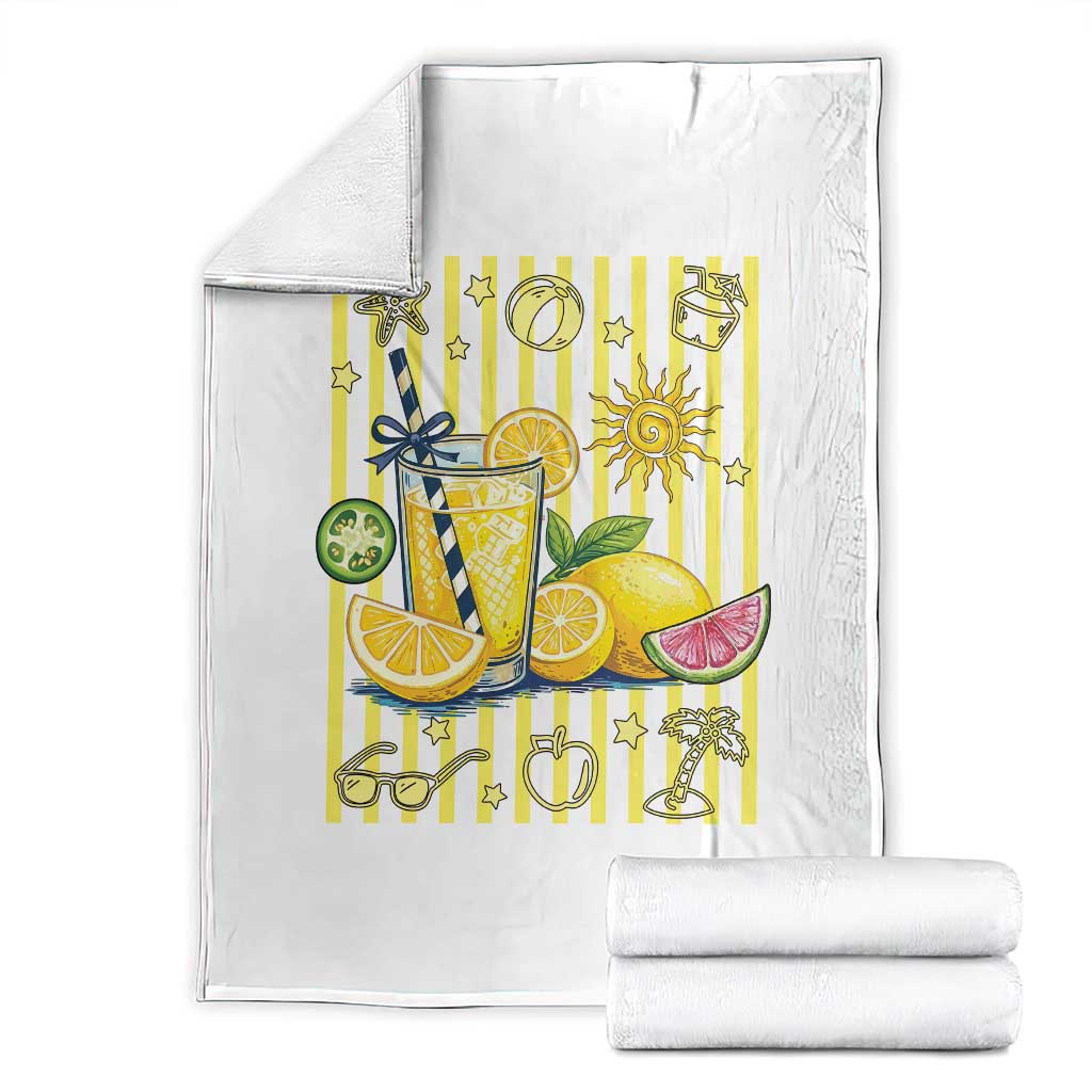 Striped Summer Lemonade Throw Blanket Preppy Brushstroke Aesthetic Graphic TS12 White Print Your Wear