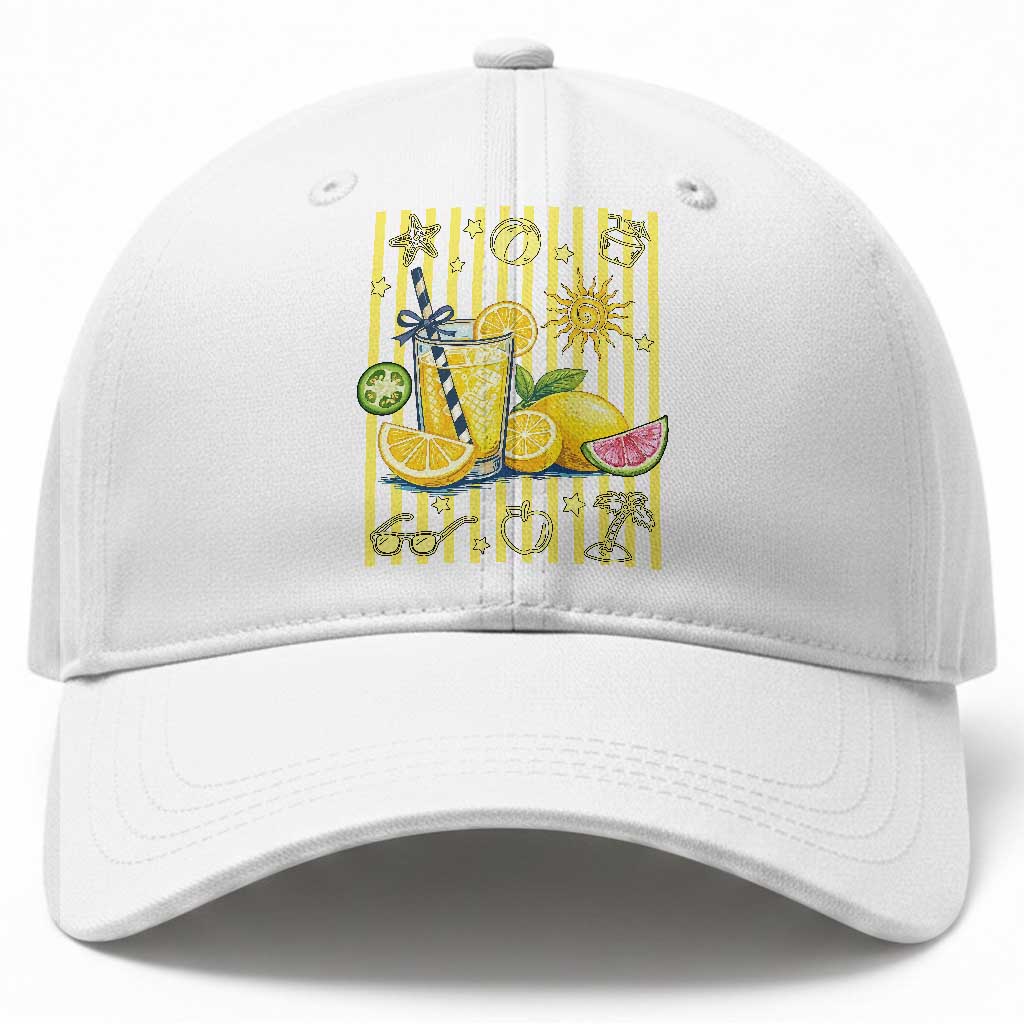 Striped Summer Lemonade Baseball Cap Preppy Brushstroke Aesthetic Graphic TS12 Print Your Wear