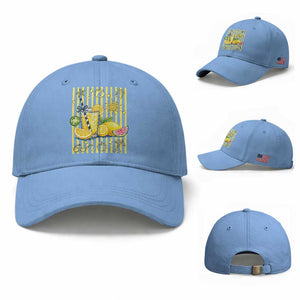 Striped Summer Lemonade Baseball Cap Preppy Brushstroke Aesthetic Graphic TS12 Baseball Cap Universal Fit Light Blue Print Your Wear