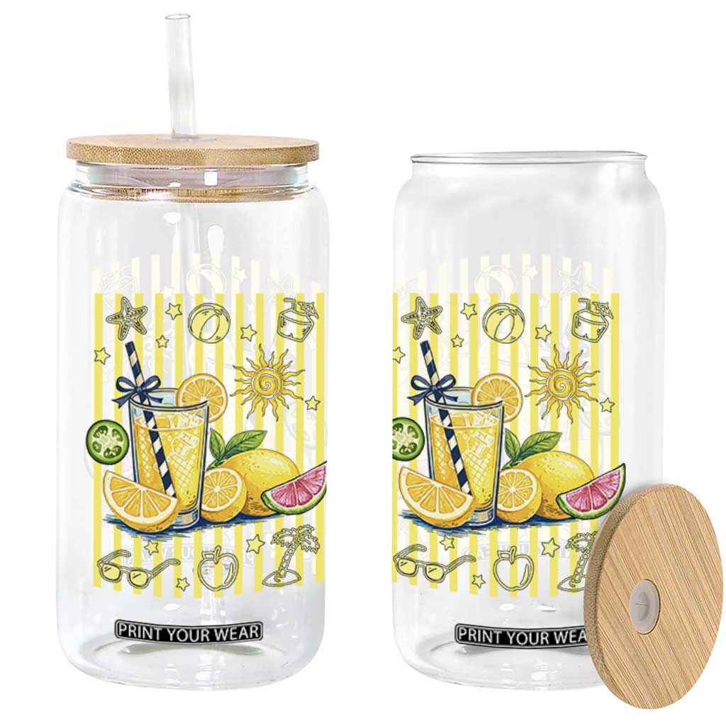 Striped Summer Lemonade Glass Can Preppy Brushstroke Aesthetic Graphic TS12 Print Your Wear