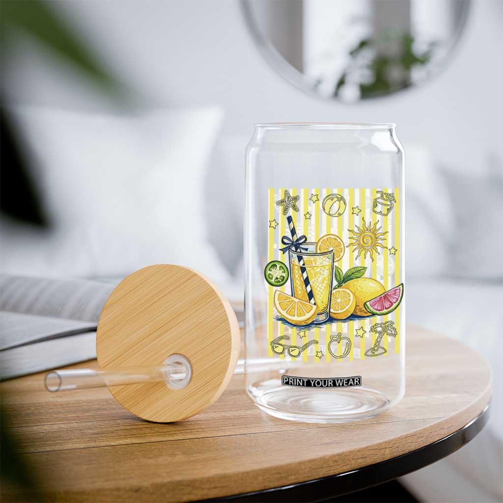 Striped Summer Lemonade Glass Can Preppy Brushstroke Aesthetic Graphic TS12 Print Your Wear
