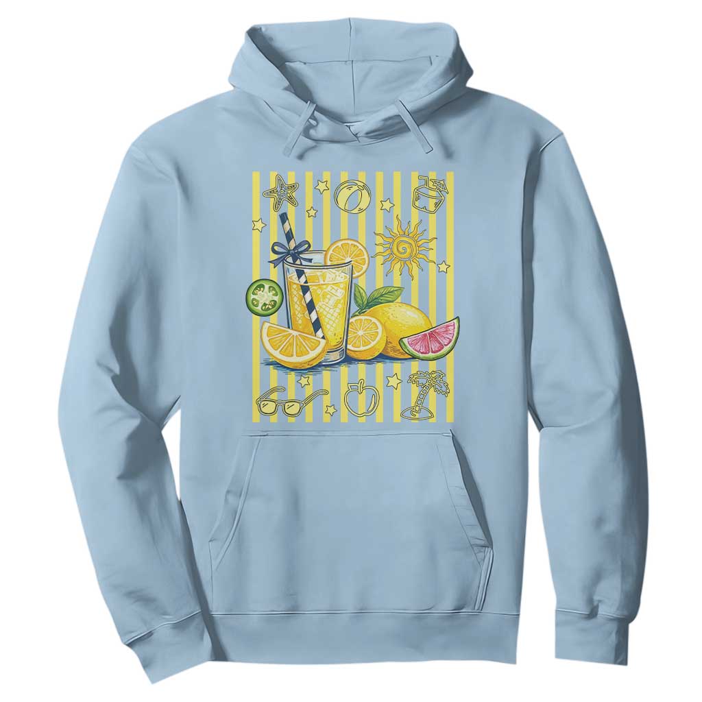 Striped Summer Lemonade Hoodie Preppy Brushstroke Aesthetic Graphic TS12 Light Blue Print Your Wear