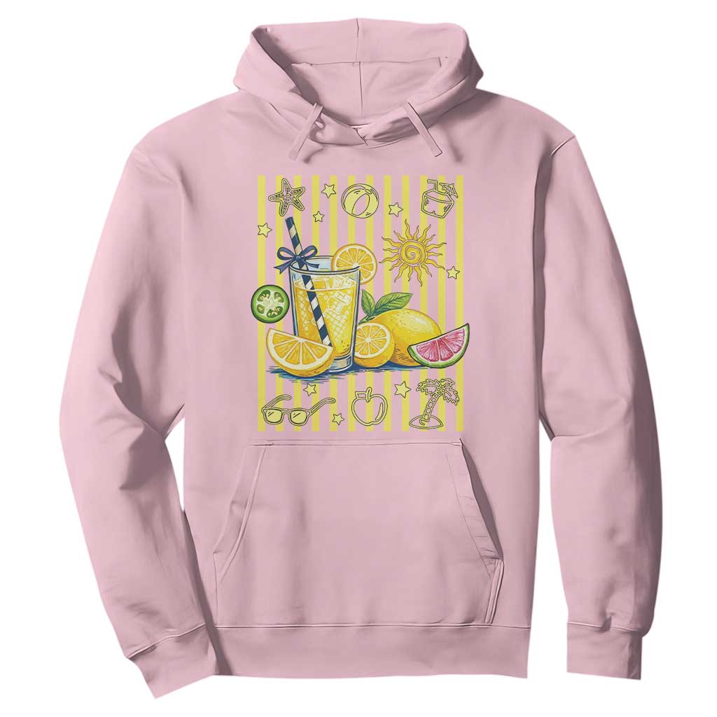 Striped Summer Lemonade Hoodie Preppy Brushstroke Aesthetic Graphic TS12 Light Pink Print Your Wear