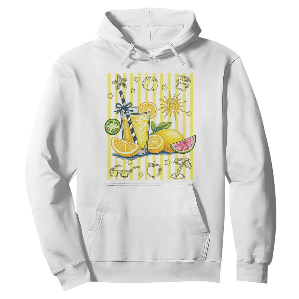 Striped Summer Lemonade Hoodie Preppy Brushstroke Aesthetic Graphic TS12 White Print Your Wear
