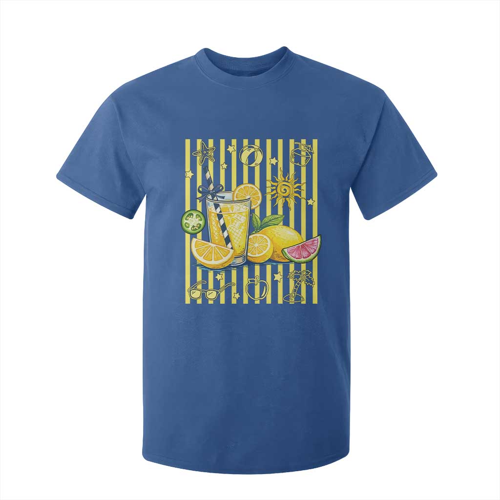 Striped Summer Lemonade T Shirt For Kid Preppy Brushstroke Aesthetic Graphic TS12 Royal Blue Print Your Wear
