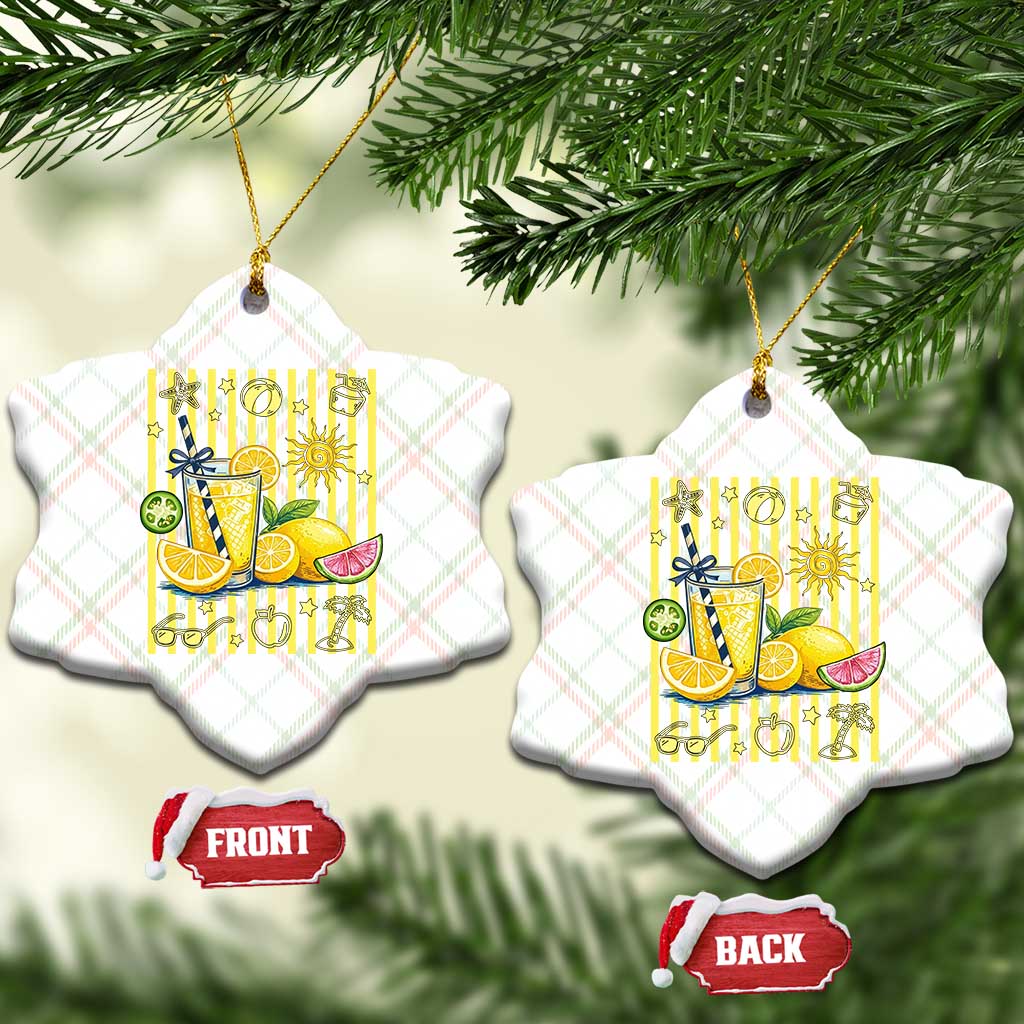 Striped Summer Lemonade Ceramic Ornament Preppy Brushstroke Aesthetic Graphic TS12 Print Your Wear
