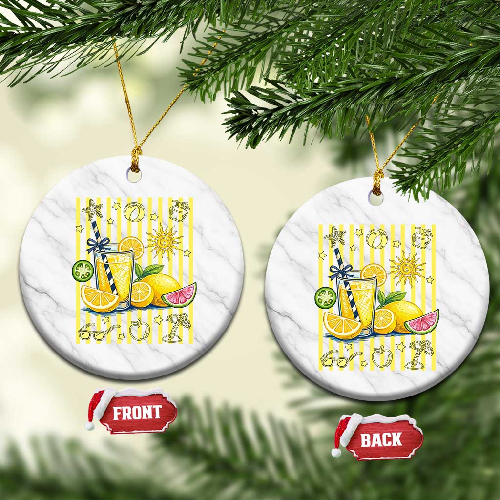 Striped Summer Lemonade Ceramic Ornament Preppy Brushstroke Aesthetic Graphic TS12 1pc White Marble Print Your Wear