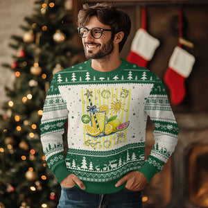 Striped Summer Lemonade Ugly Christmas Sweater Preppy Brushstroke Aesthetic Graphic TS12 Beige Green Print Your Wear