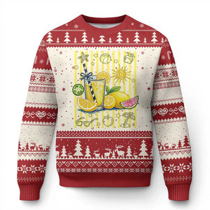 Striped Summer Lemonade Ugly Christmas Sweater Preppy Brushstroke Aesthetic Graphic TS12 Beige Red Print Your Wear