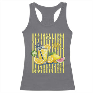 Striped Summer Lemonade Racerback Tank Top Preppy Brushstroke Aesthetic Graphic TS12 Charcoal Print Your Wear