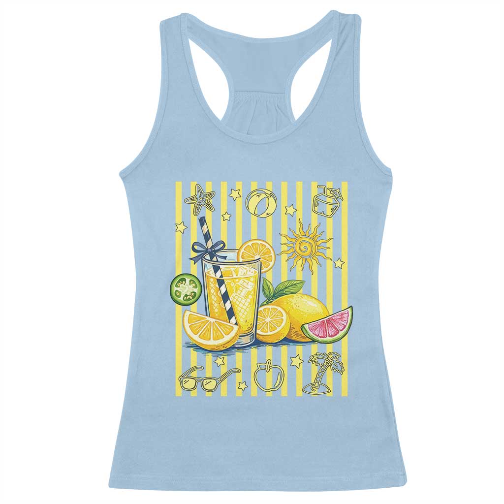 Striped Summer Lemonade Racerback Tank Top Preppy Brushstroke Aesthetic Graphic TS12 Light Blue Print Your Wear