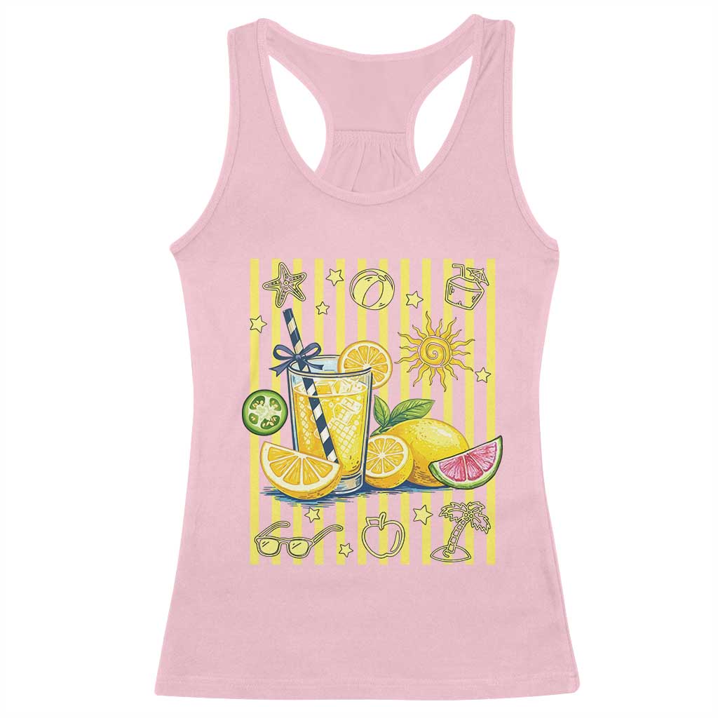Striped Summer Lemonade Racerback Tank Top Preppy Brushstroke Aesthetic Graphic TS12 Light Pink Print Your Wear