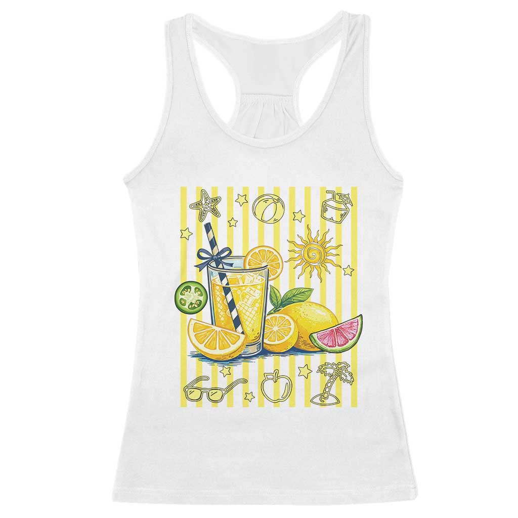Striped Summer Lemonade Racerback Tank Top Preppy Brushstroke Aesthetic Graphic TS12 White Print Your Wear