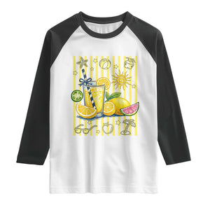 Striped Summer Lemonade Raglan Shirt Preppy Brushstroke Aesthetic Graphic TS12 White Black Print Your Wear