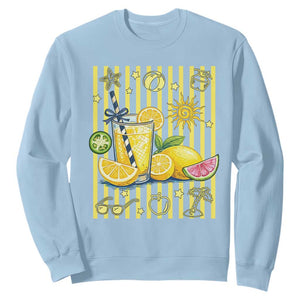 Striped Summer Lemonade Sweatshirt Preppy Brushstroke Aesthetic Graphic TS12 Light Blue Print Your Wear