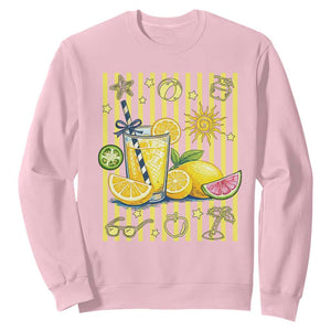 Striped Summer Lemonade Sweatshirt Preppy Brushstroke Aesthetic Graphic TS12 Light Pink Print Your Wear