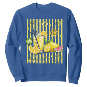 Striped Summer Lemonade Sweatshirt Preppy Brushstroke Aesthetic Graphic TS12 Royal Blue Print Your Wear