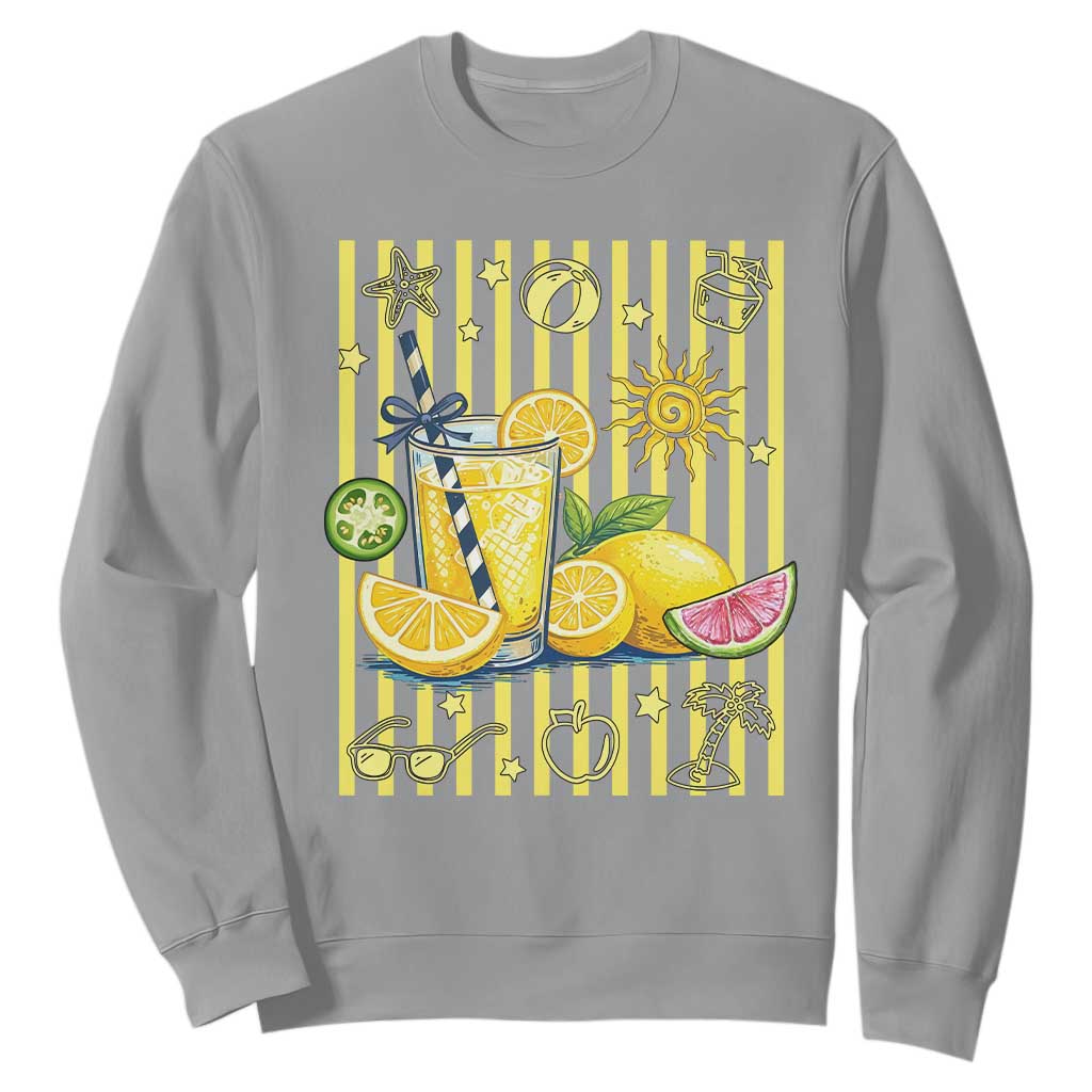 Striped Summer Lemonade Sweatshirt Preppy Brushstroke Aesthetic Graphic TS12 Sport Gray Print Your Wear