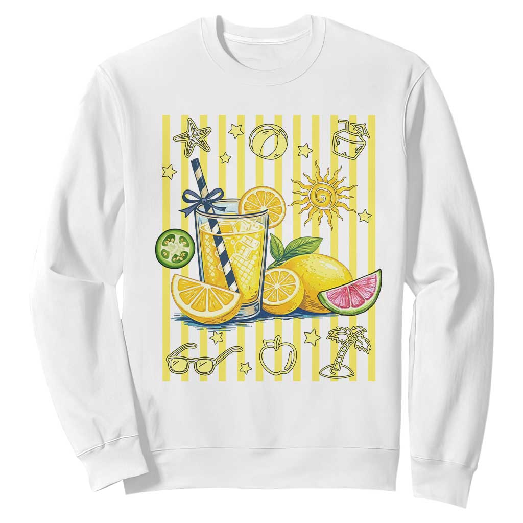 Striped Summer Lemonade Sweatshirt Preppy Brushstroke Aesthetic Graphic TS12 White Print Your Wear