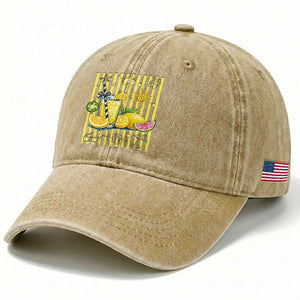 Striped Summer Lemonade Washed Cotton Baseball Cap Preppy Brushstroke Aesthetic Graphic TS12 Print Your Wear