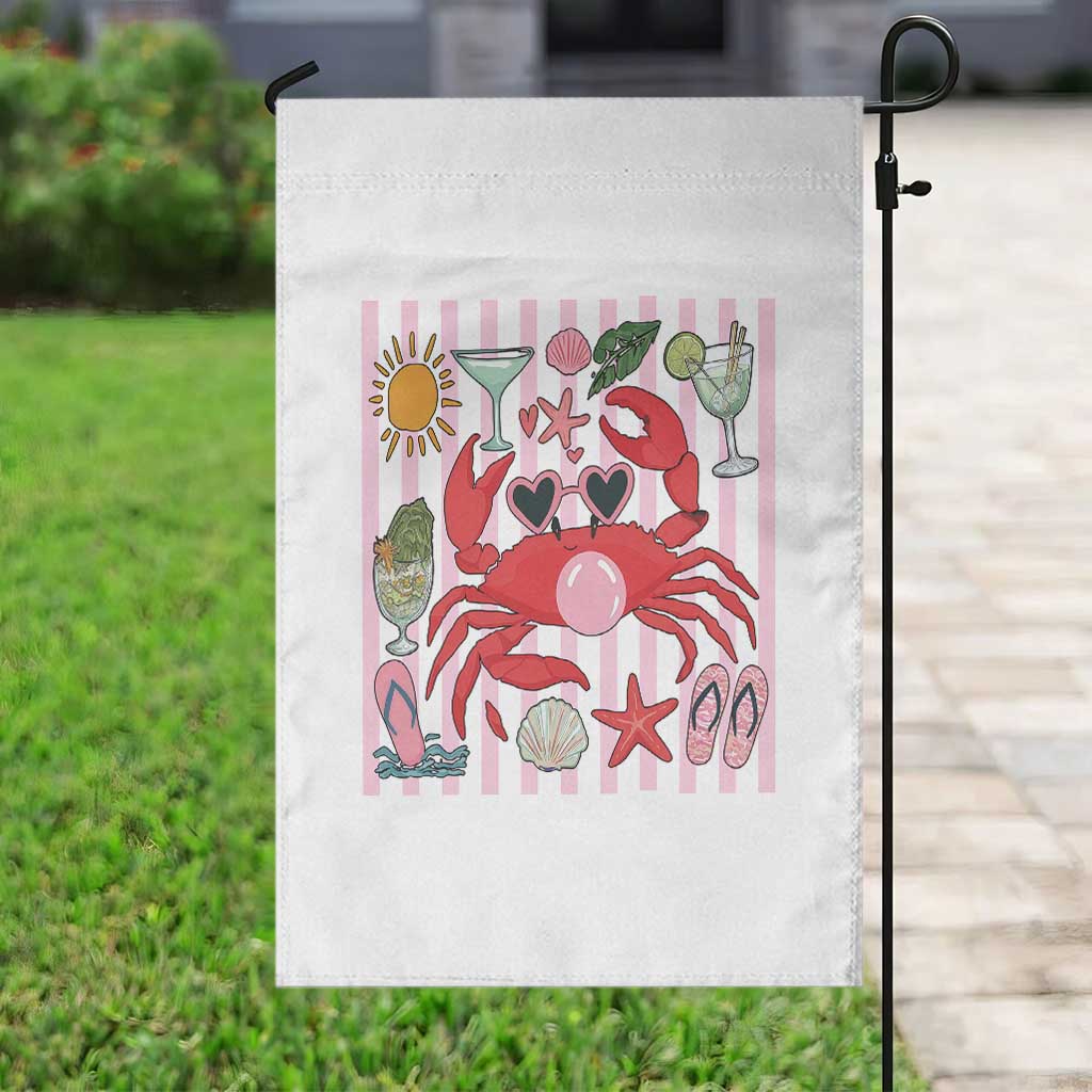 Funny Crab Tropical Summer Vacation Gift Garden Flag Striped Summer Beach Vibes TS12 Print Your Wear