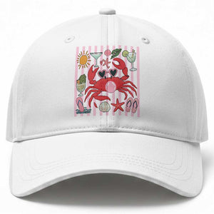 Funny Crab Tropical Summer Vacation Gift Baseball Cap Striped Summer Beach Vibes TS12 Print Your Wear
