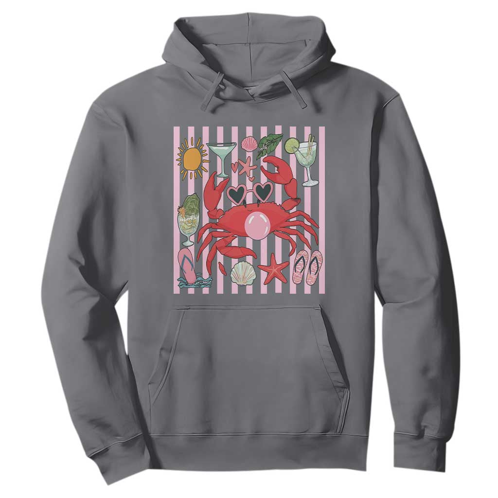 Funny Crab Tropical Summer Vacation Gift Hoodie Striped Summer Beach Vibes TS12 Charcoal Print Your Wear