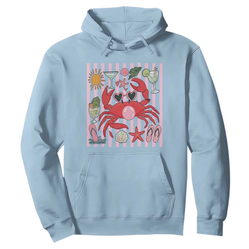 Funny Crab Tropical Summer Vacation Gift Hoodie Striped Summer Beach Vibes TS12 Light Blue Print Your Wear
