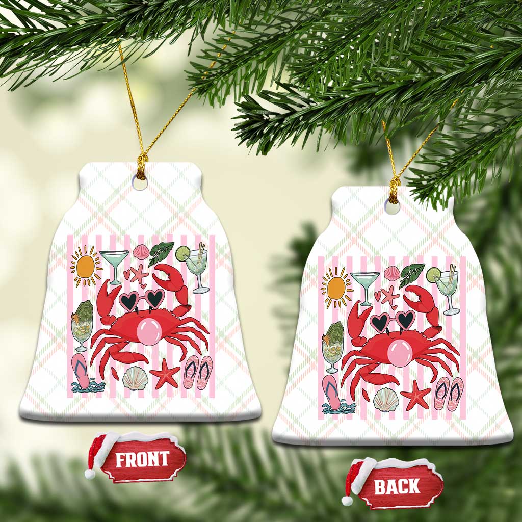 Funny Crab Tropical Summer Vacation Gift Ceramic Ornament Striped Summer Beach Vibes TS12 Print Your Wear