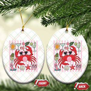 Funny Crab Tropical Summer Vacation Gift Ceramic Ornament Striped Summer Beach Vibes TS12 Print Your Wear
